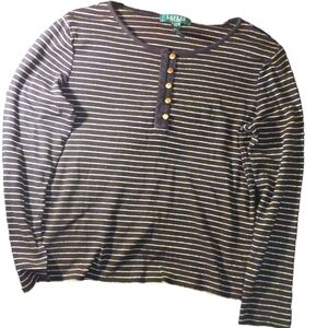 Lauren Ralph Lauren Black and Gold Stripes Petite Size P/L Long Sleeves